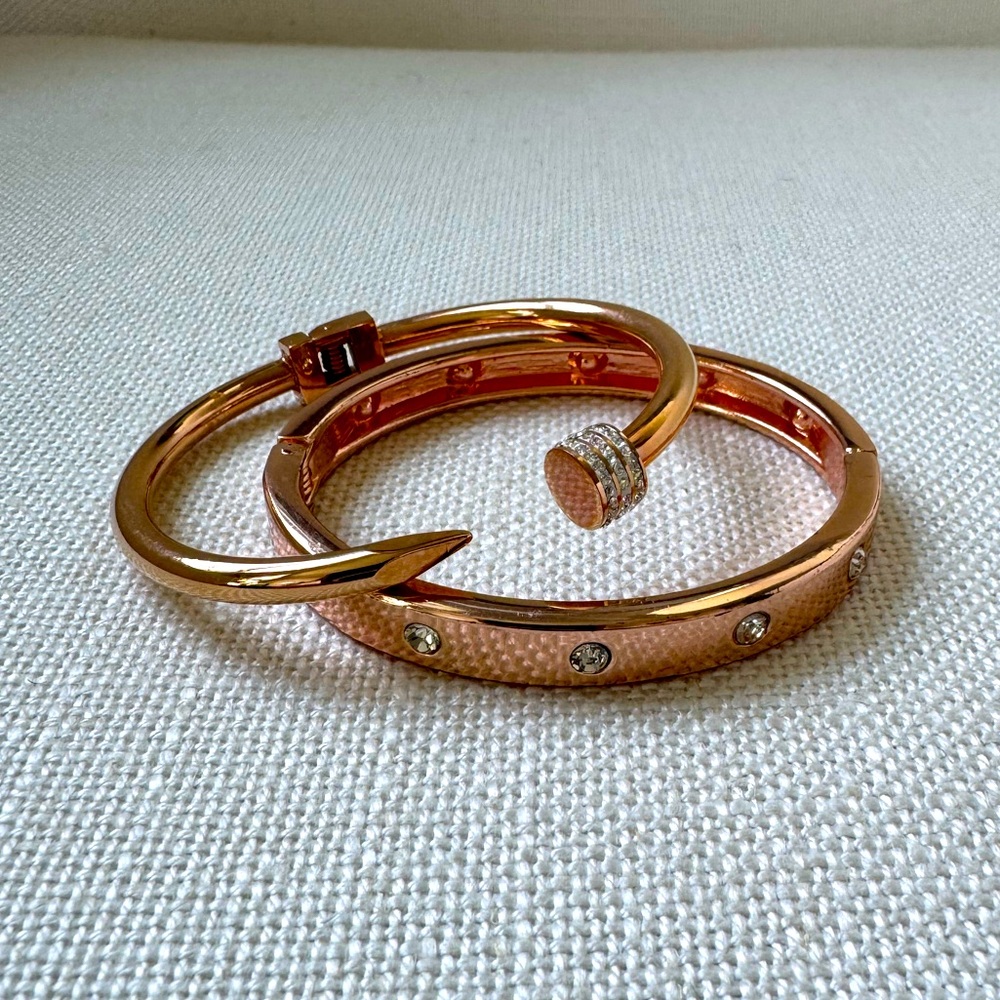 Rose Gold Nail And Bangle Bracelets